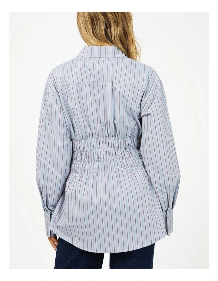 AAE Ruched Stripe Shirt in Blue image 2