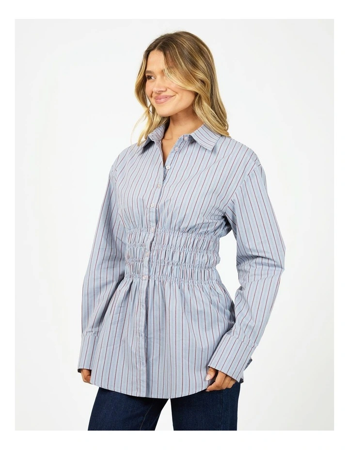 AAE Ruched Stripe Shirt in Blue image 3