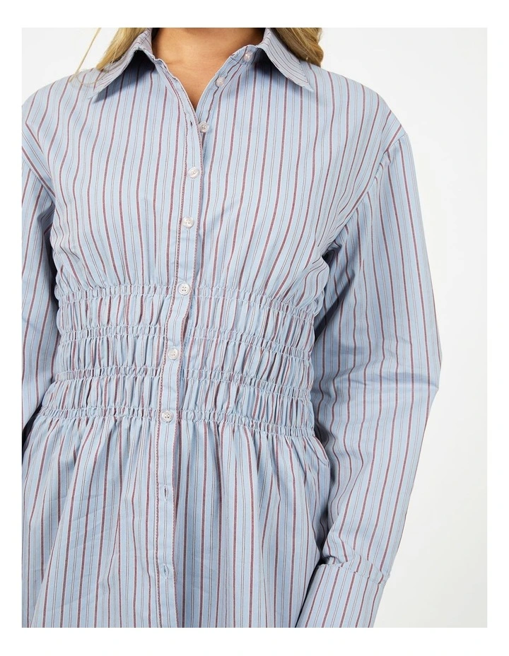 AAE Ruched Stripe Shirt in Blue image 4