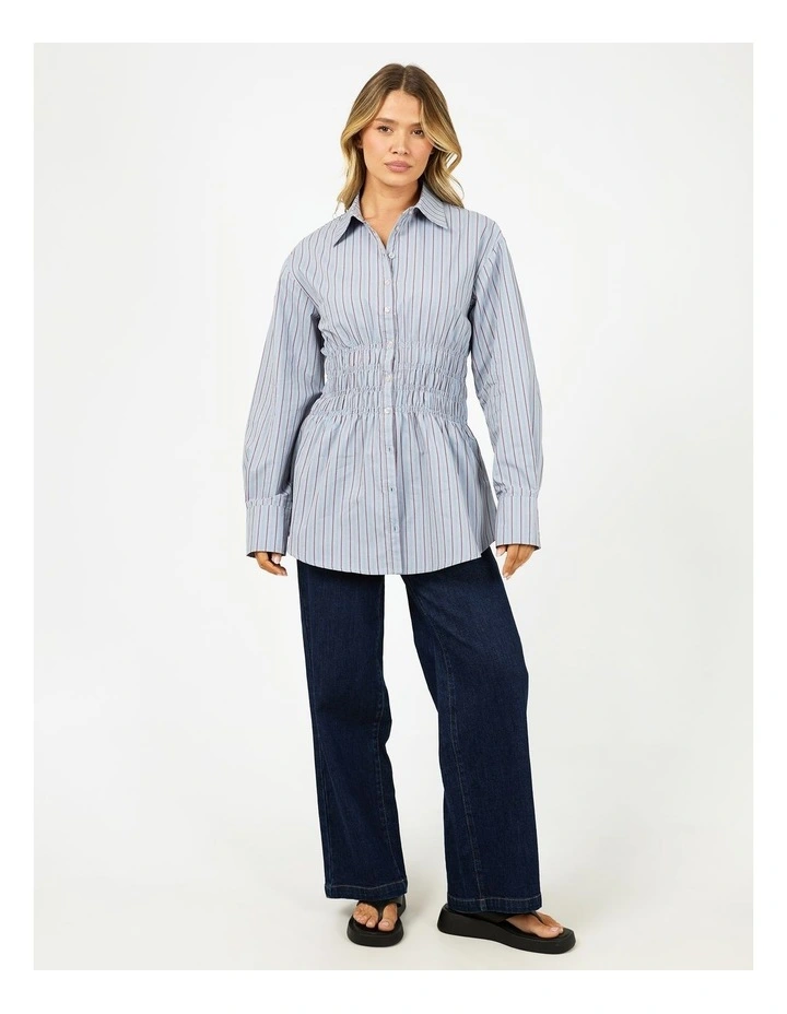 AAE Ruched Stripe Shirt in Blue image 5