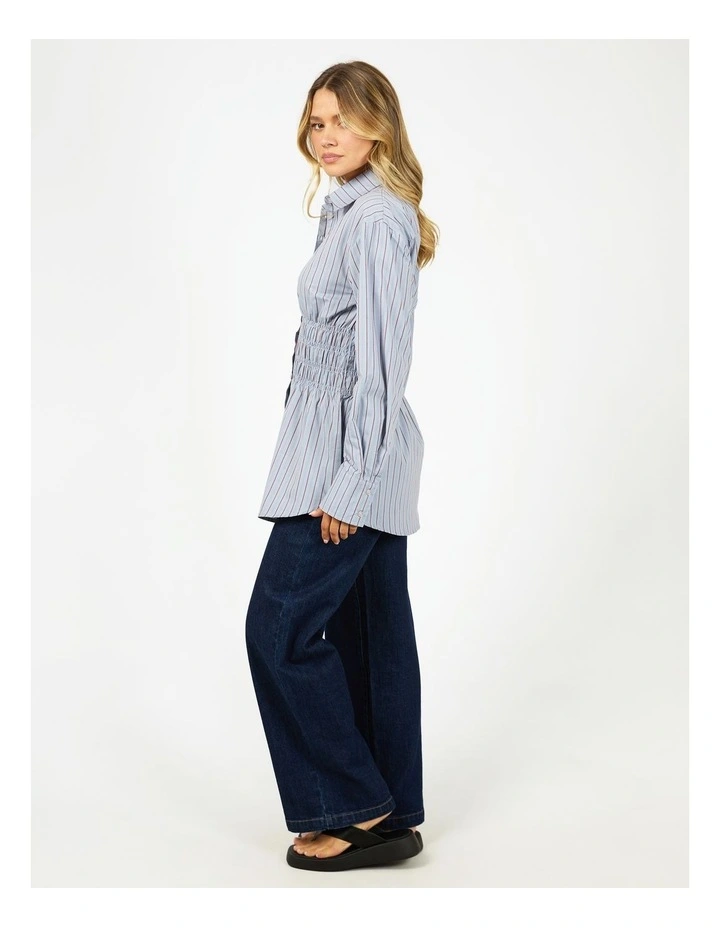 AAE Ruched Stripe Shirt in Blue image 6