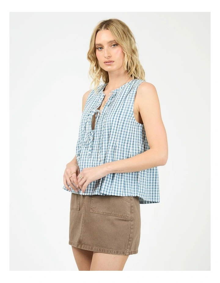 Micky Tie Top in Check image 3