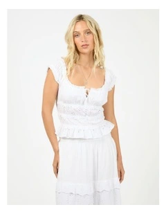 Rain Short Sleeve Top in White