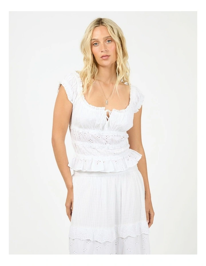 Rain Short Sleeve Top in White image 1