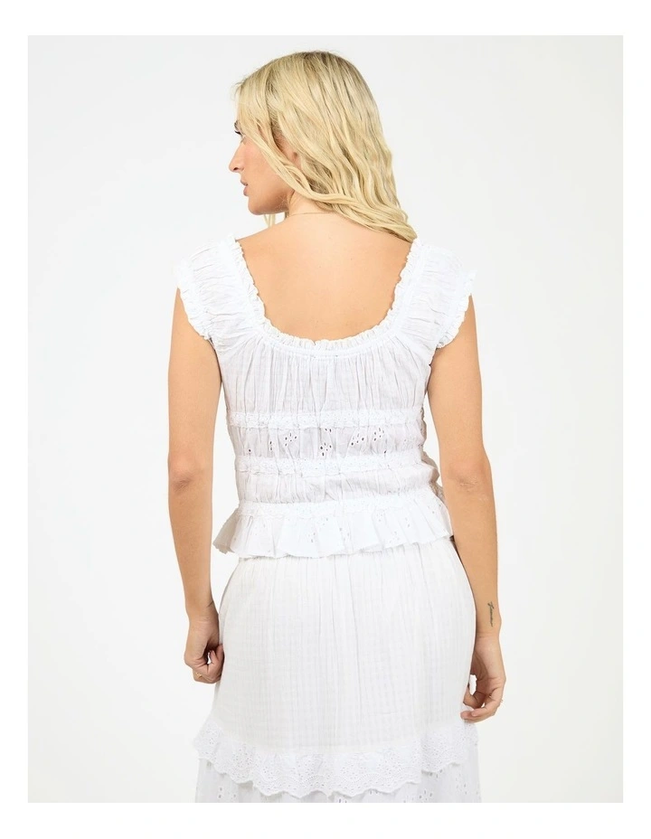Rain Short Sleeve Top in White image 2