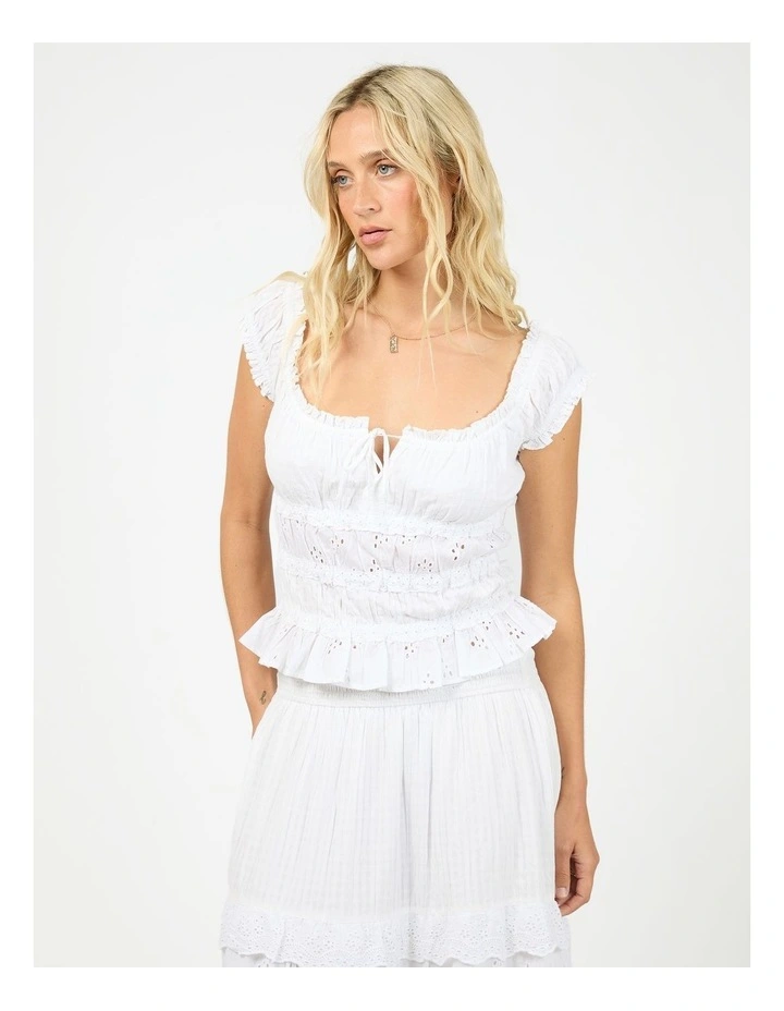 Rain Short Sleeve Top in White image 3