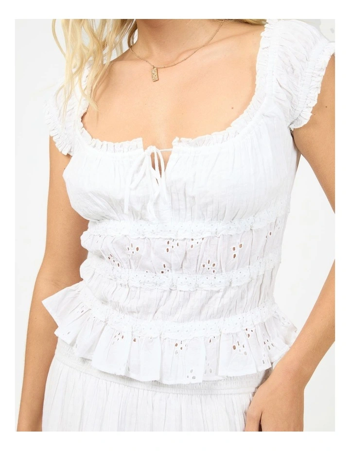 Rain Short Sleeve Top in White image 4