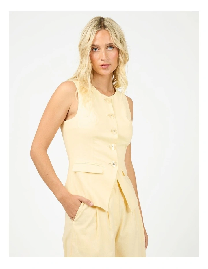 Alessa Linen Vest in Yellow image 3