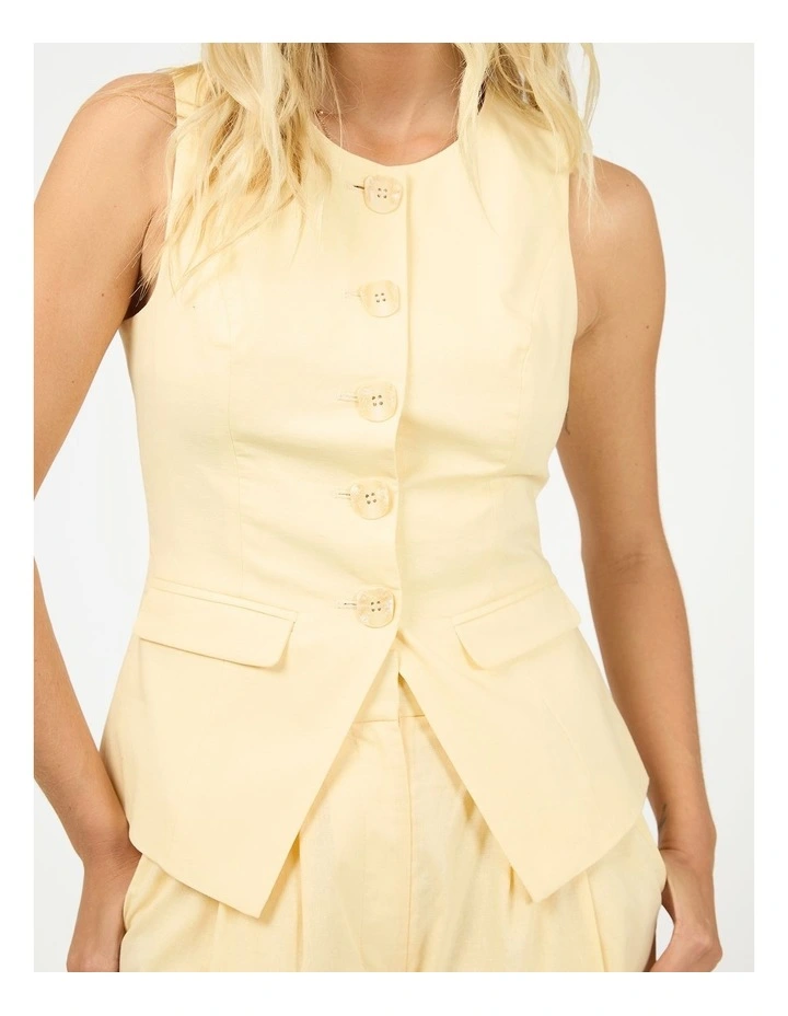 Alessa Linen Vest in Yellow image 4