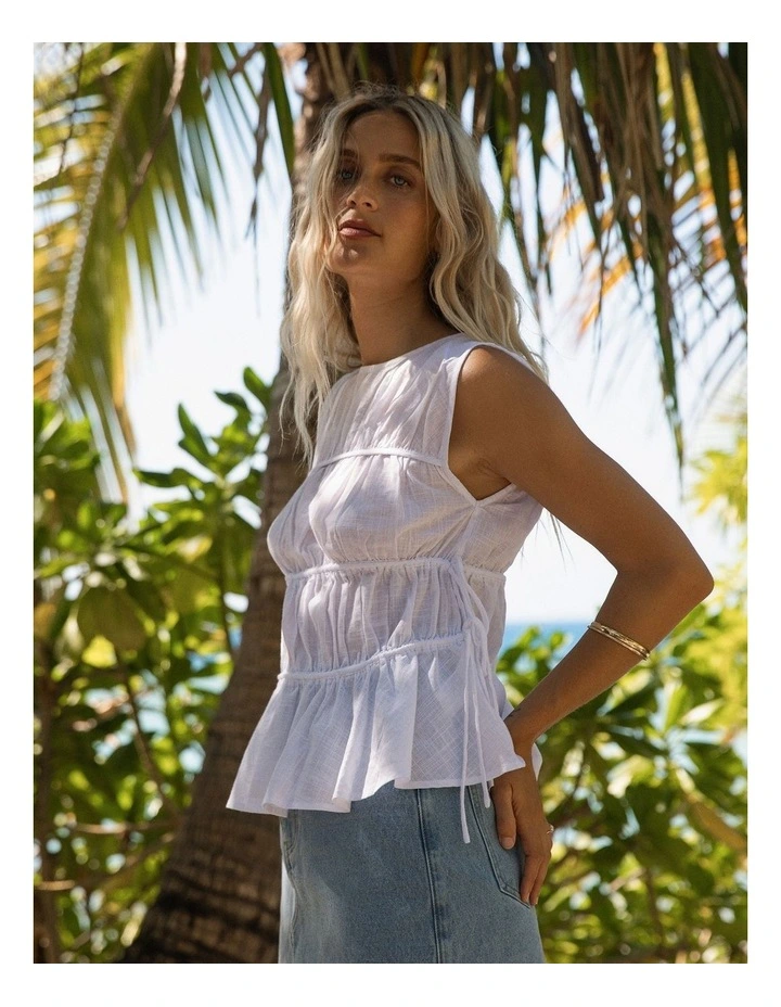 Lou Tie Top in White image 2