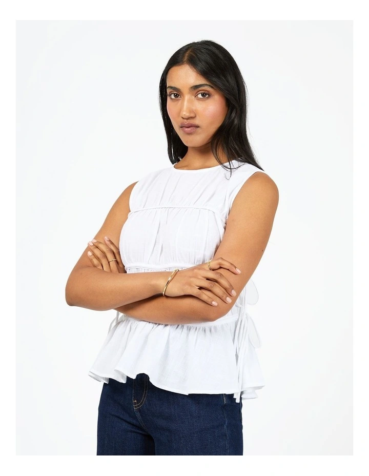 Lou Tie Top in White image 4