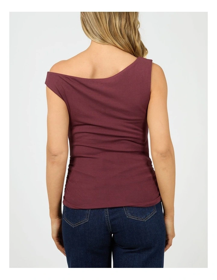 Kylie Off Shoulder Top 6457242 in Burgundy image 2