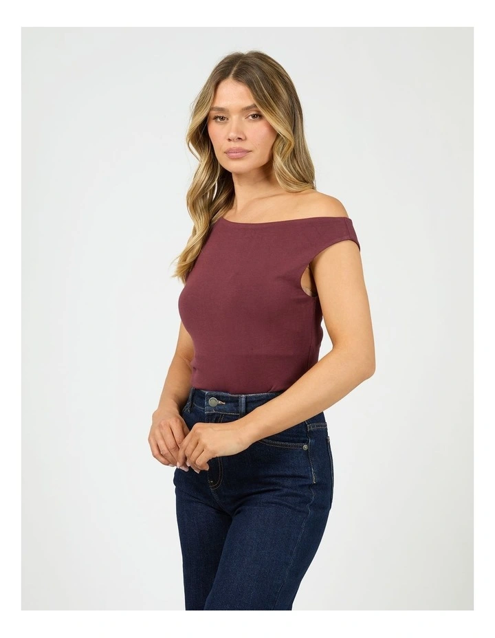 Kylie Off Shoulder Top 6457242 in Burgundy image 4