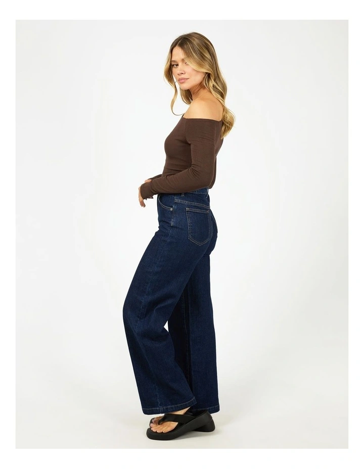 Kylie Off Shoulder Long Sleeve Top in Brown image 6