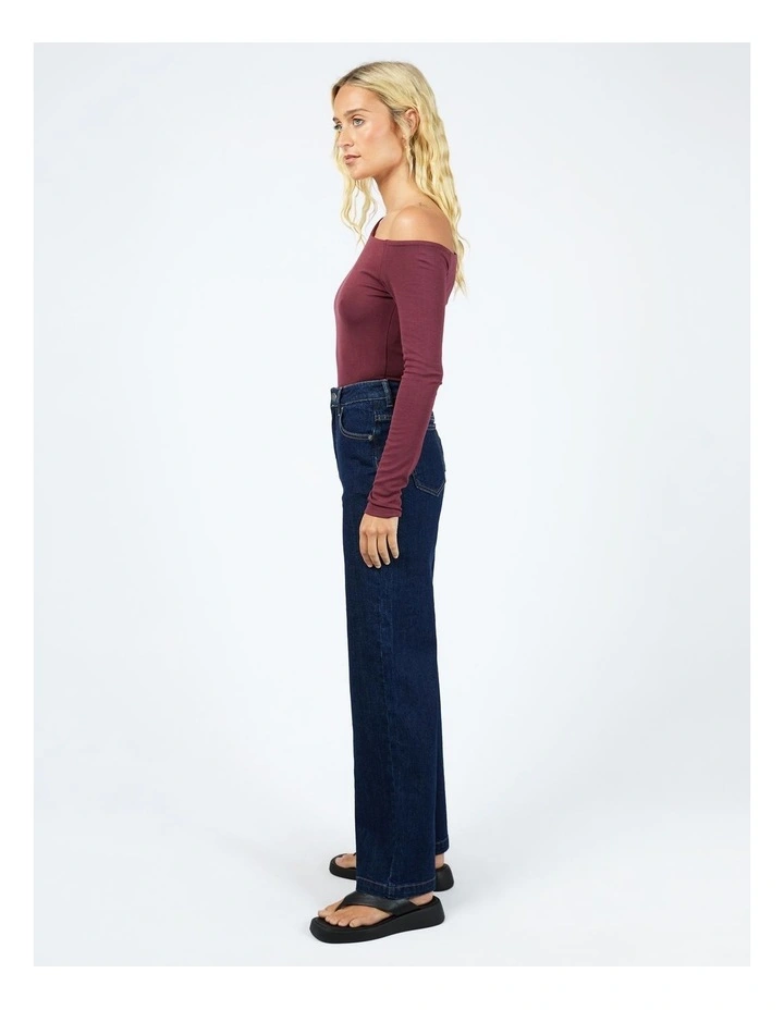 Kylie Off Shoulder Long Sleeve Top in Burgundy image 6