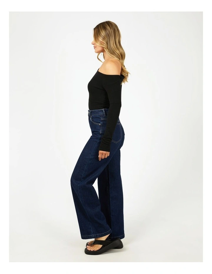 Kylie Off Shoulder Long Sleeve Top in Black image 6