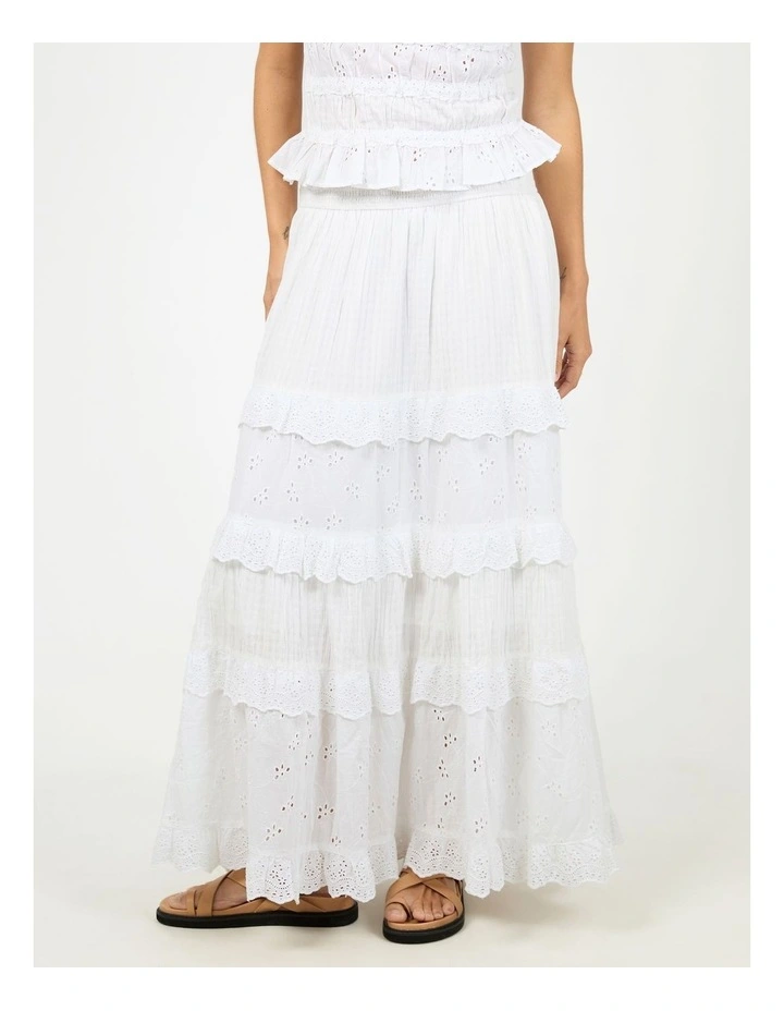 Rain Maxi Skirt in White image 3