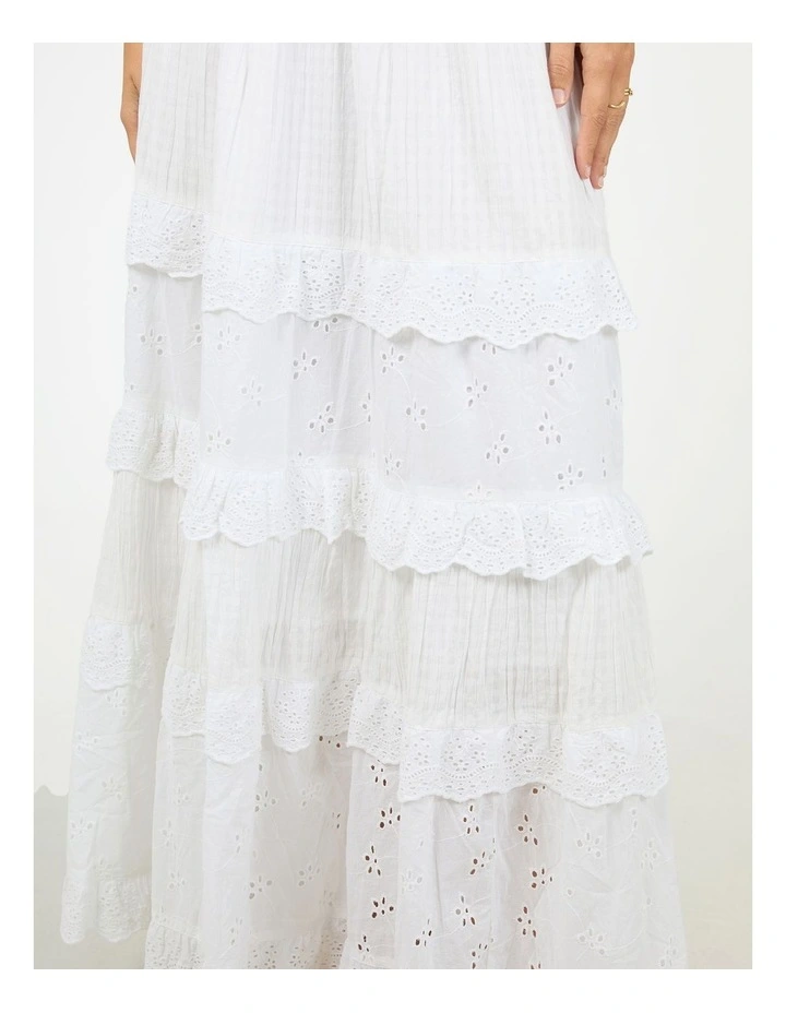 Rain Maxi Skirt in White image 4