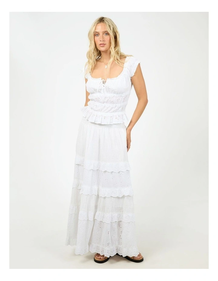 Rain Maxi Skirt in White image 5