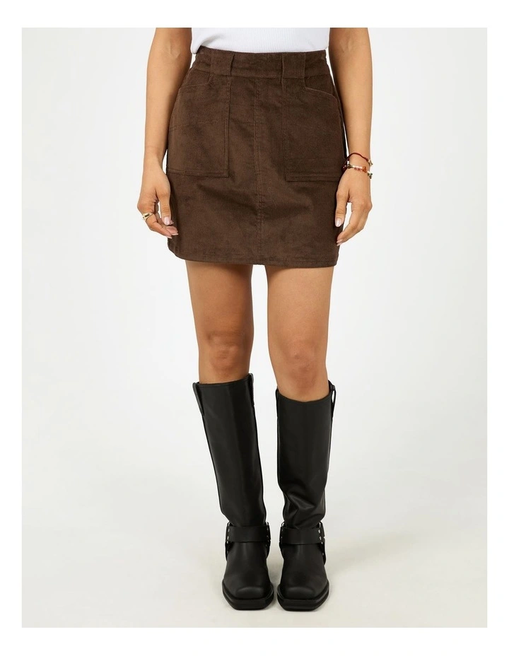 Parker Cord Skirt in Brown image 1