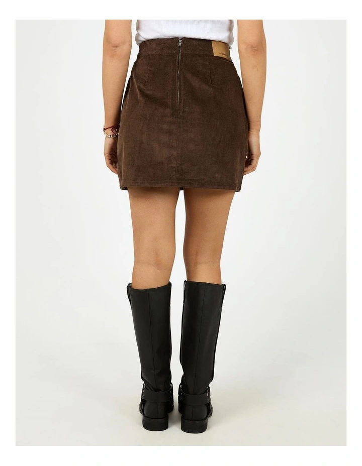 Parker Cord Skirt in Brown image 2