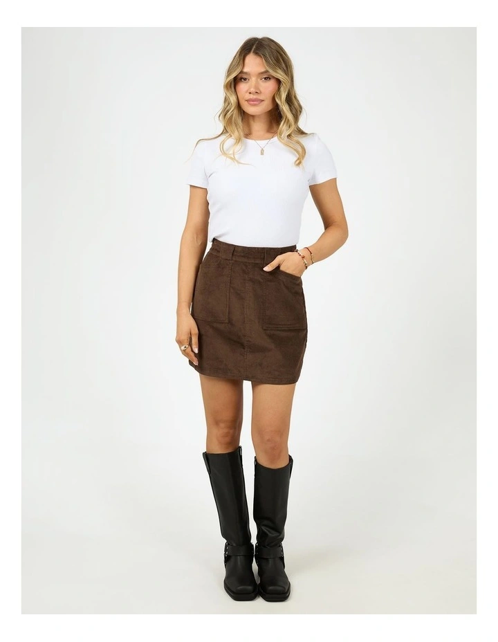 Parker Cord Skirt in Brown image 3