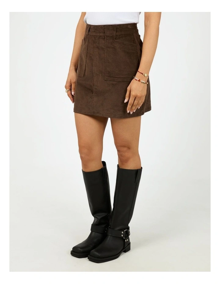 Parker Cord Skirt in Brown image 4