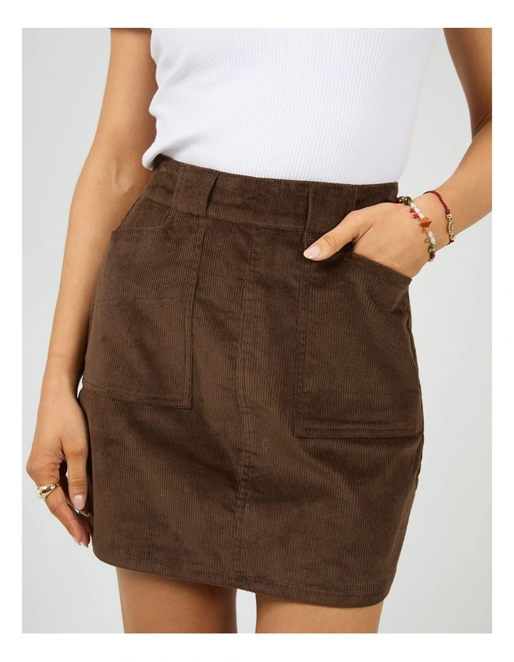Parker Cord Skirt in Brown image 5