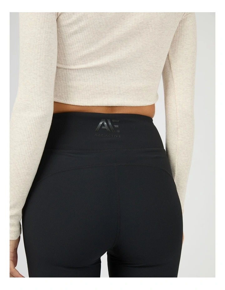 Active Rib Flare Legging in Black image 5