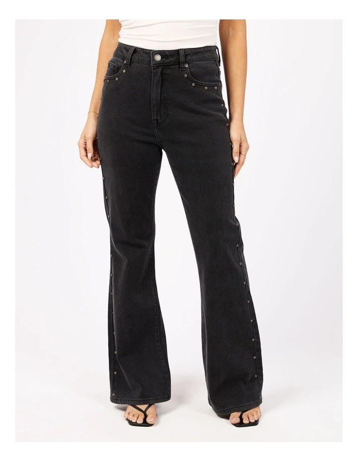 Tia Flare Stud Jean in Washed Black image 1