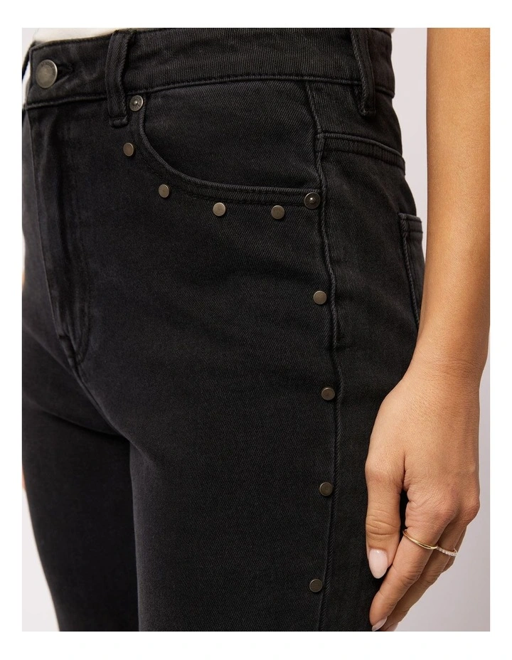 Tia Flare Stud Jean in Washed Black image 3