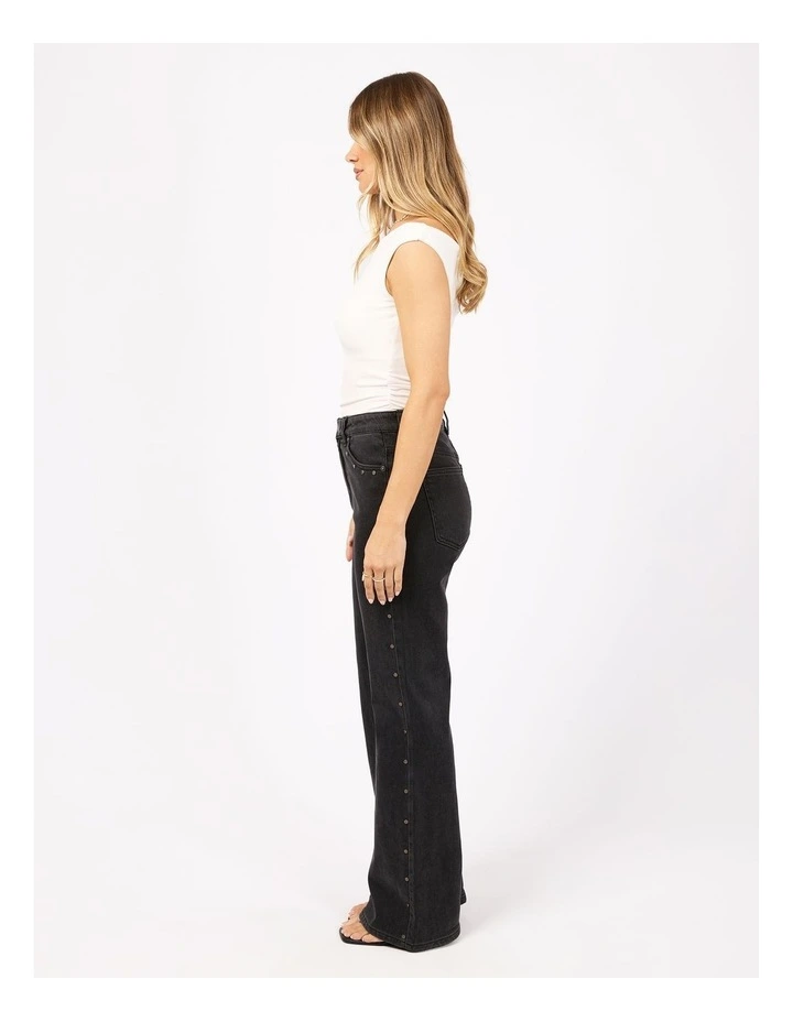 Tia Flare Stud Jean in Washed Black image 6