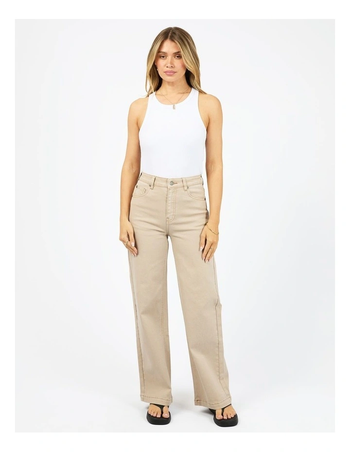 Jacqui Wide Leg Pant in Beige image 5