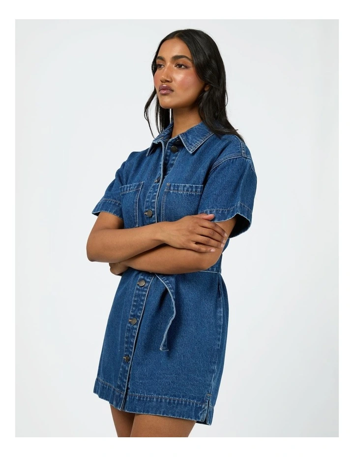 Sunny Denim Dress in Blue image 3