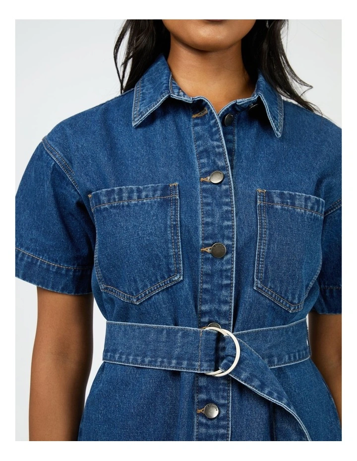 Sunny Denim Dress in Blue image 4