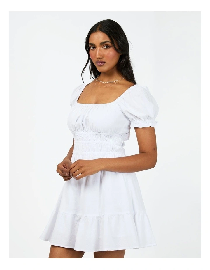Essesntial Short Sleeve Mini Dress in White image 3