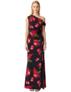 Valetta Asymmetric Top in Black and red