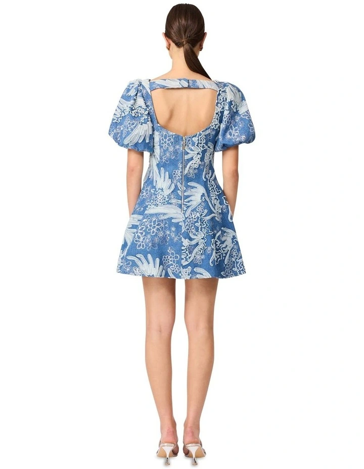Anneliese A Line Mini Dress in Blue/Ivory image 2