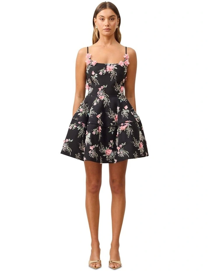 Gaia Mini Dress in Black Multi image 1