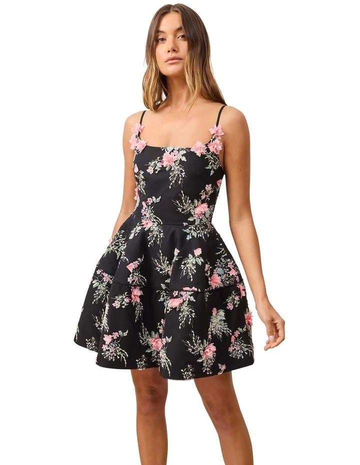 Gaia Mini Dress in Black Multi image 5