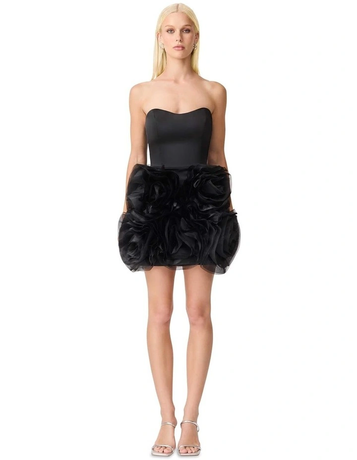 Asher Flower Mini Dress in Black image 1