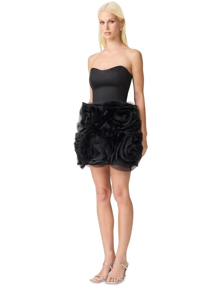 Asher Flower Mini Dress in Black image 3