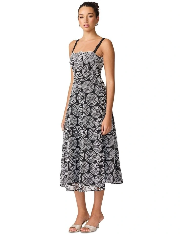 Lia Midi Dress in Black/White image 3
