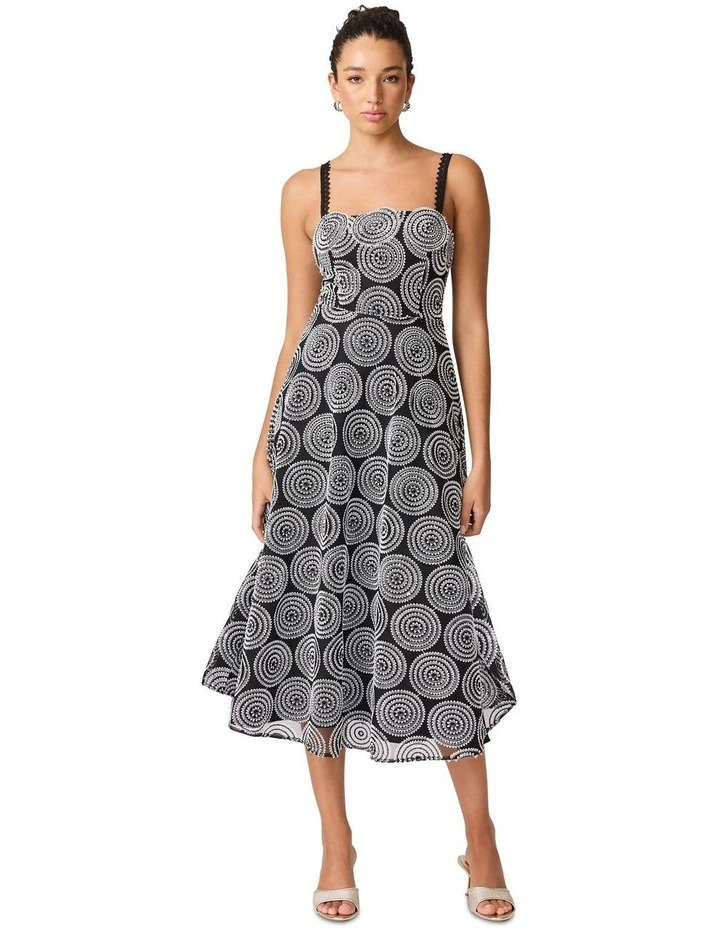 Lia Midi Dress in Black/White image 4