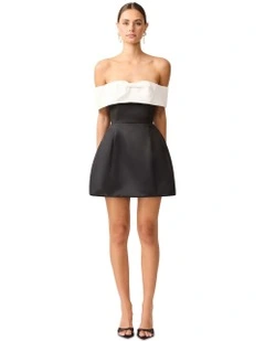 Sorrel Off Shoulder Mini Dress in Black/White