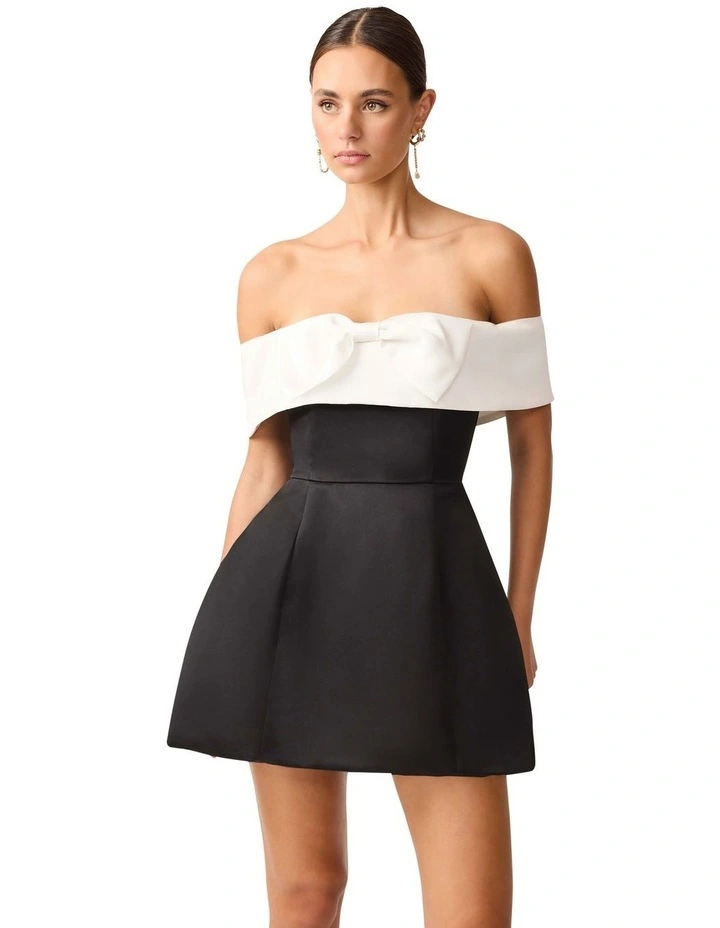 Sorrel Off Shoulder Mini Dress in Black/White image 5