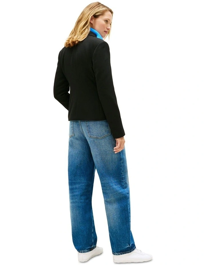 Crest Embroidery Slim Fit Blazer in Black image 2