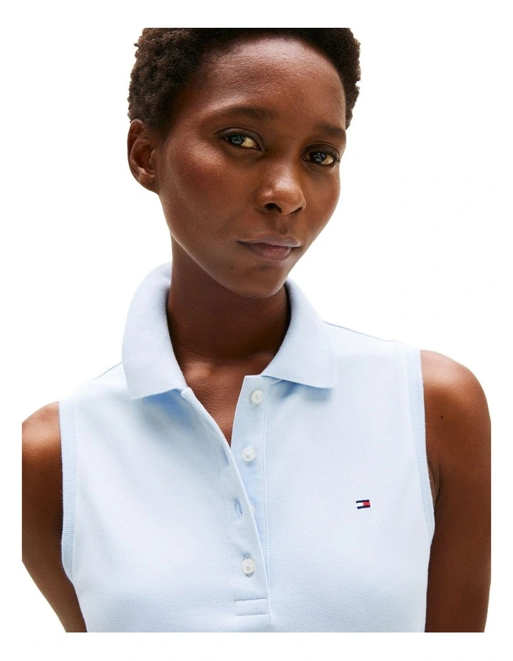 1985 Slim Fit Sleeveless Polo Shirt in Blue image 3