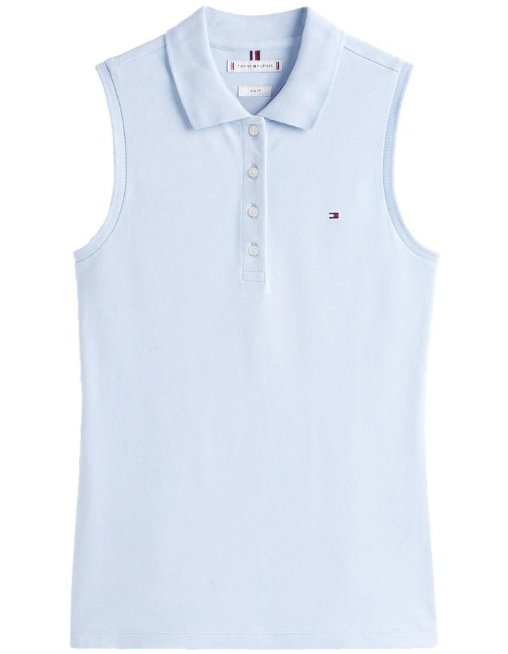 1985 Slim Fit Sleeveless Polo Shirt in Blue image 5