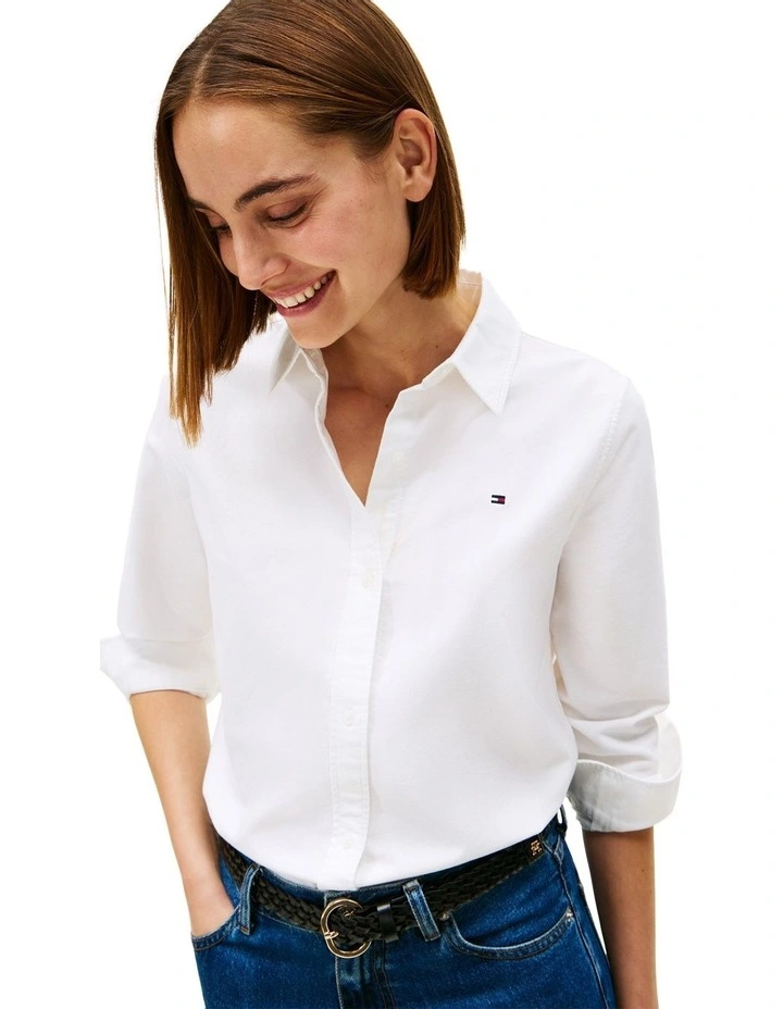 Relaxed Oxford Shirt in White image 3